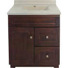 CraftMark CherryVale Shaker Cherry 30 In. W x 34 In. H x 21 In. D Vanity Base without Top, 1 Door/2 Drawer Image 1