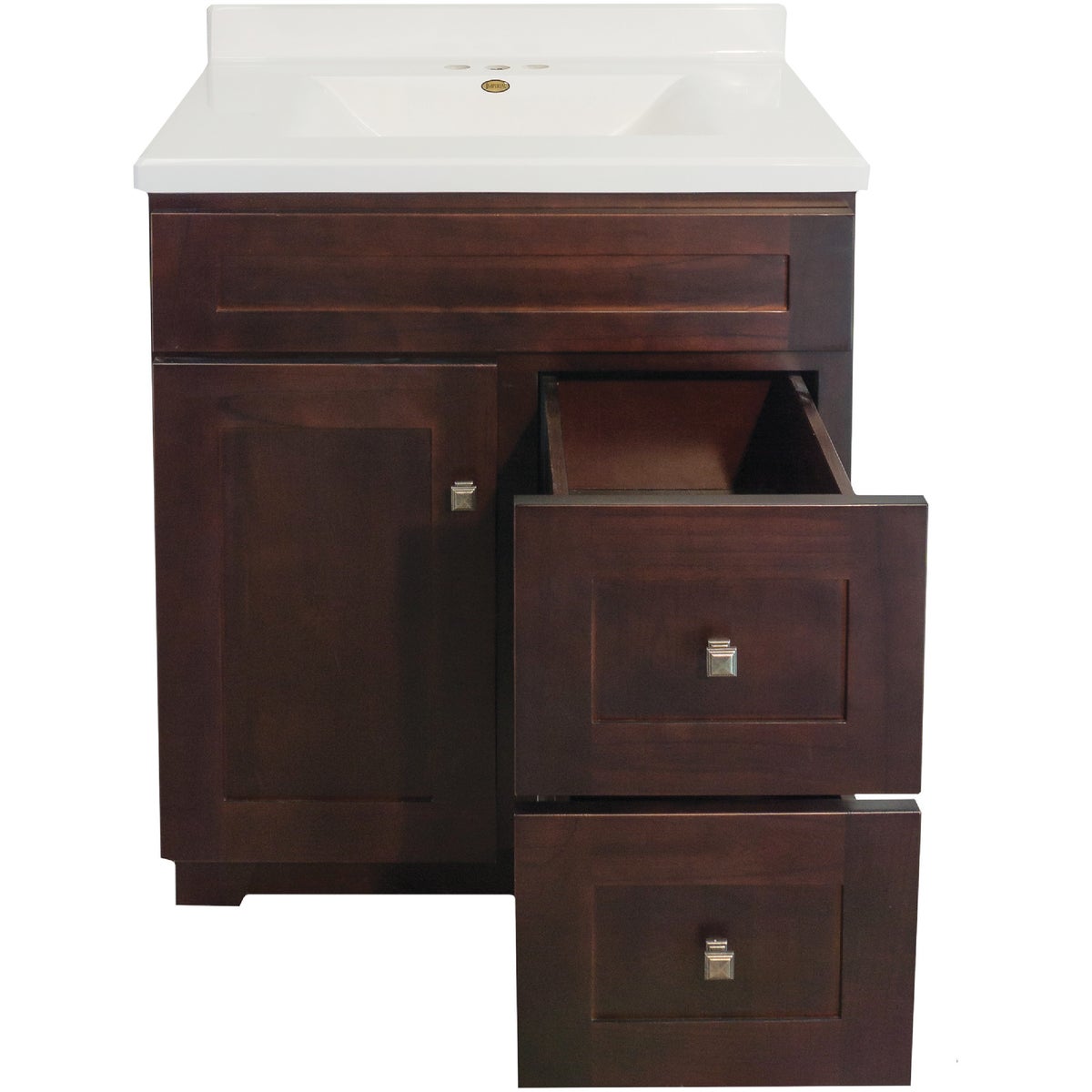 CraftMark CherryVale Shaker Cherry 30 In. W x 34 In. H x 21 In. D Vanity Base without Top, 1 Door/2 Drawer Image 7