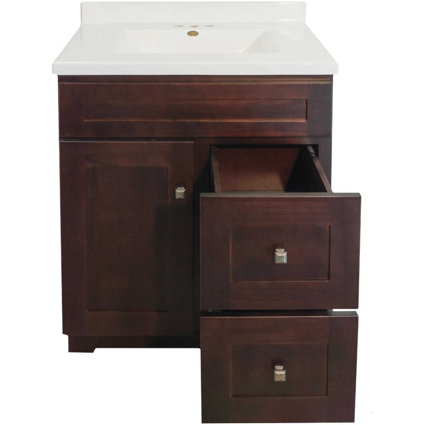 CraftMark CherryVale Shaker Cherry 30 In. W x 34 In. H x 21 In. D Vanity Base without Top, 1 Door/2 Drawer Image 7