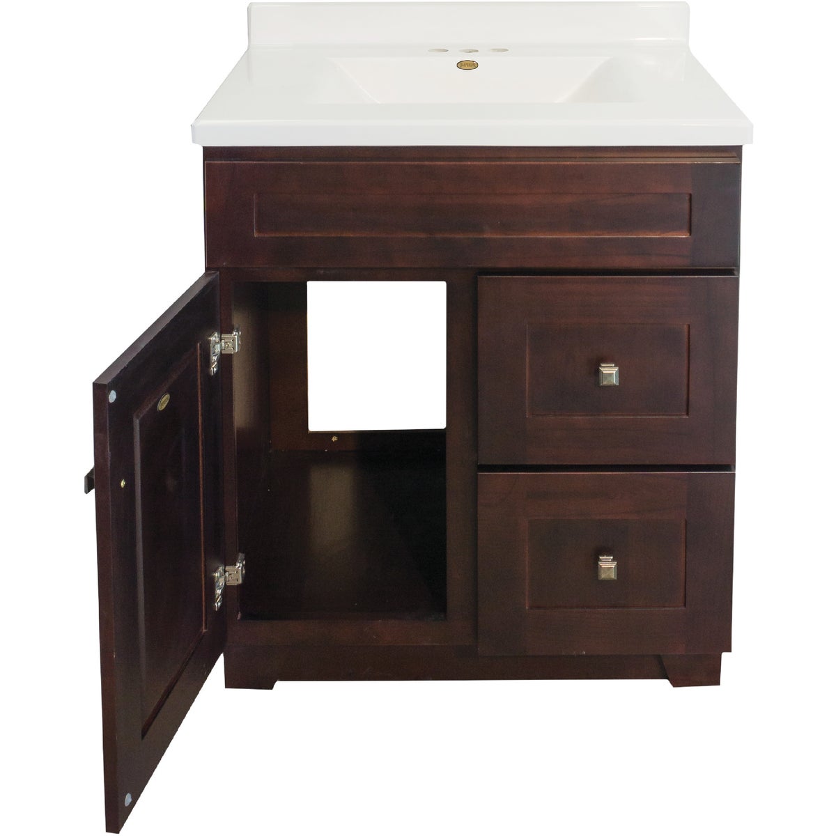 CraftMark CherryVale Shaker Cherry 30 In. W x 34 In. H x 21 In. D Vanity Base without Top, 1 Door/2 Drawer Image 8