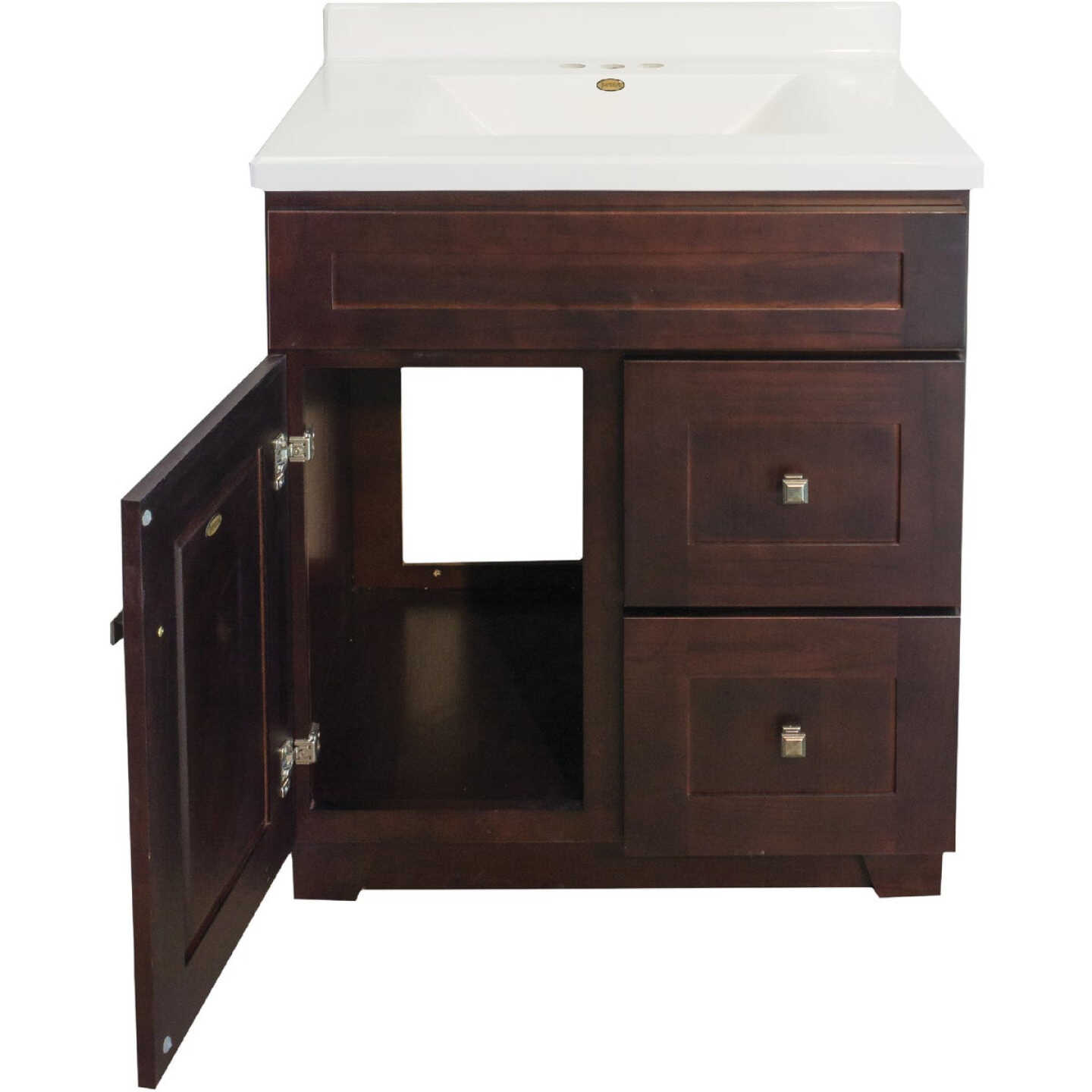 CraftMark CherryVale Shaker Cherry 30 In. W x 34 In. H x 21 In. D Vanity Base without Top, 1 Door/2 Drawer Image 8