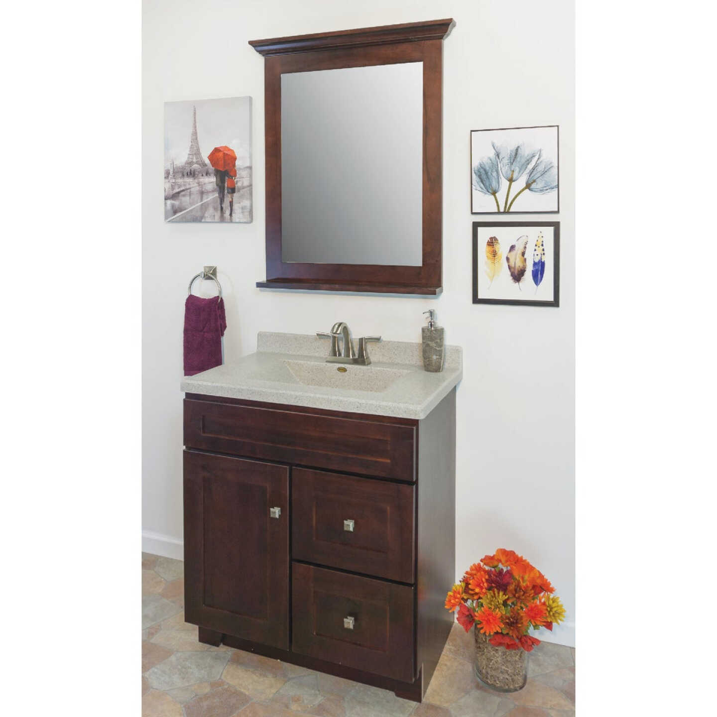 CraftMark CherryVale Shaker Cherry 30 In. W x 36 In. H Vanity Mirror Image 2
