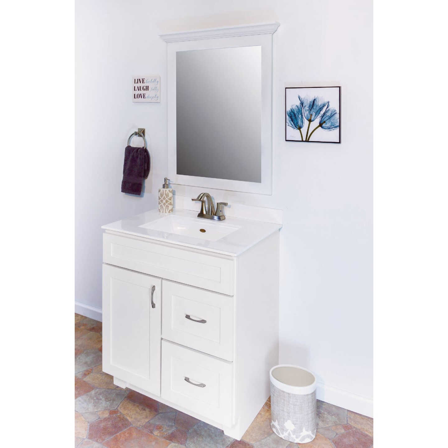 CraftMark Shaker Retreat White 30 In. W x 34 In. H x 21 In. D Vanity Base without Top, 1 Door/2 Drawer Image 3