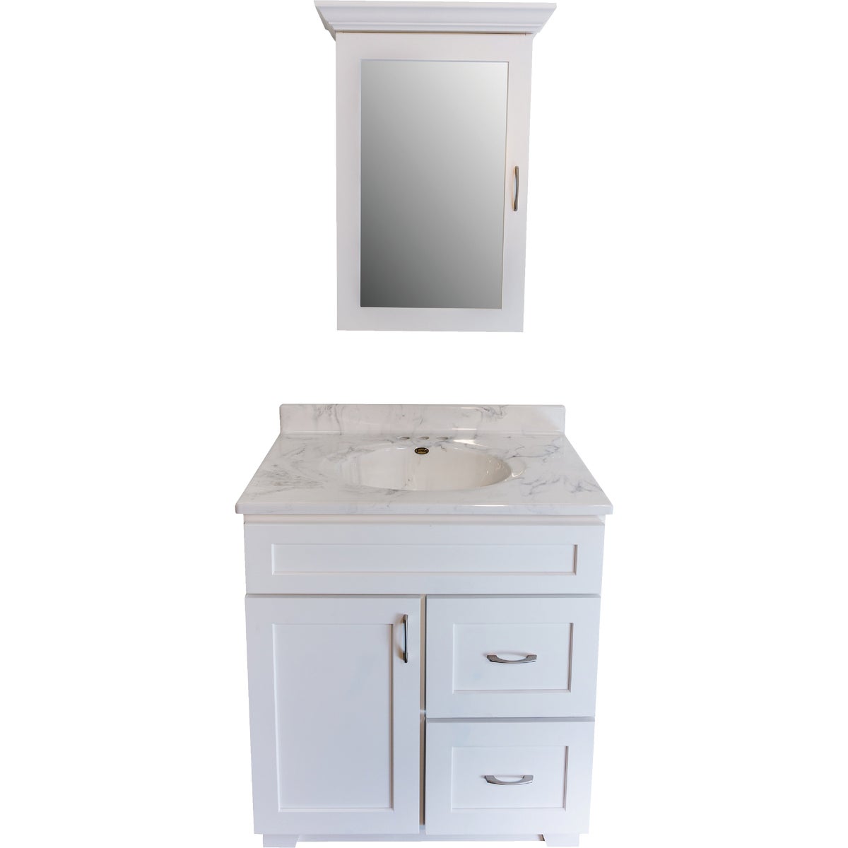 CraftMark Shaker Retreat White 30 In. W x 34 In. H x 21 In. D Vanity Base without Top, 1 Door/2 Drawer Image 5