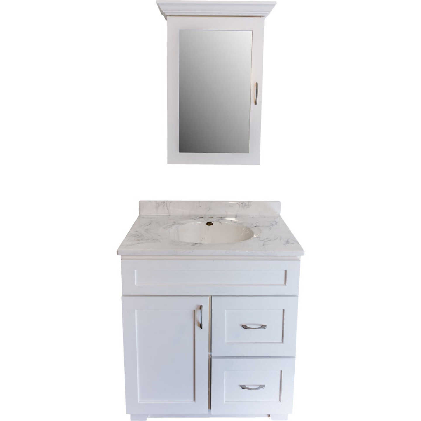 CraftMark Shaker Retreat White 30 In. W x 34 In. H x 21 In. D Vanity Base without Top, 1 Door/2 Drawer Image 5