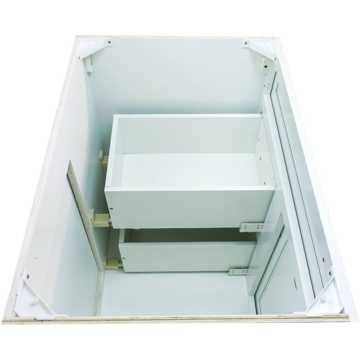 CraftMark Shaker Retreat White 30 In. W x 34 In. H x 21 In. D Vanity Base without Top, 1 Door/2 Drawer Image 11