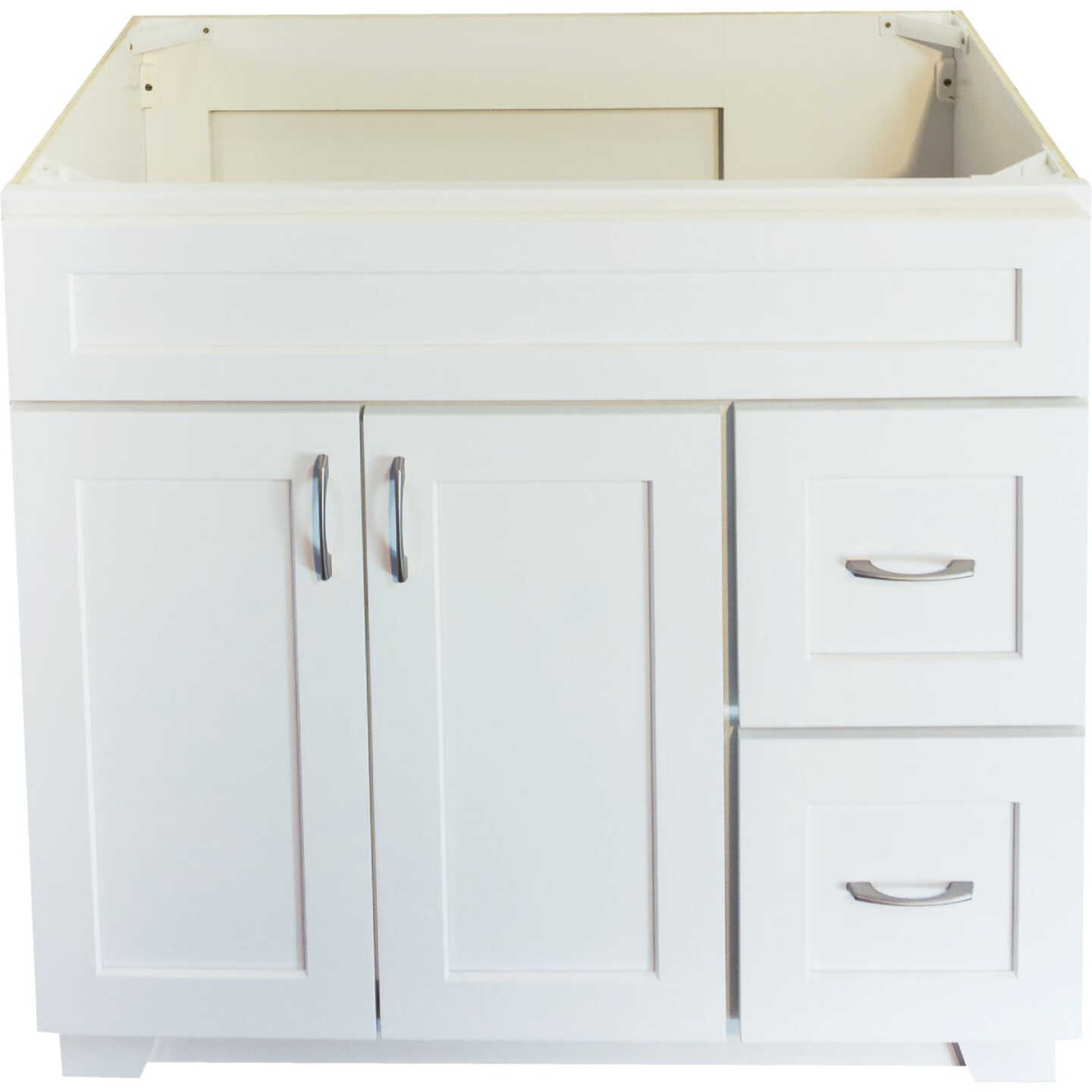 CraftMark Shaker Retreat White 36 In. W x 34 In. H x 21 In. D Vanity Base without Top, 2 Door/2 Drawer Image 1