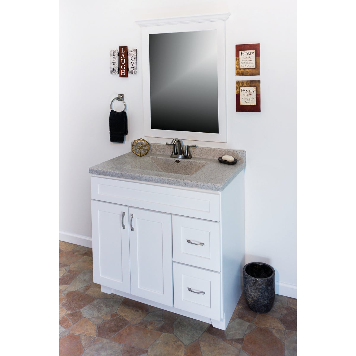CraftMark Shaker Retreat White 36 In. W x 34 In. H x 21 In. D Vanity Base without Top, 2 Door/2 Drawer Image 2