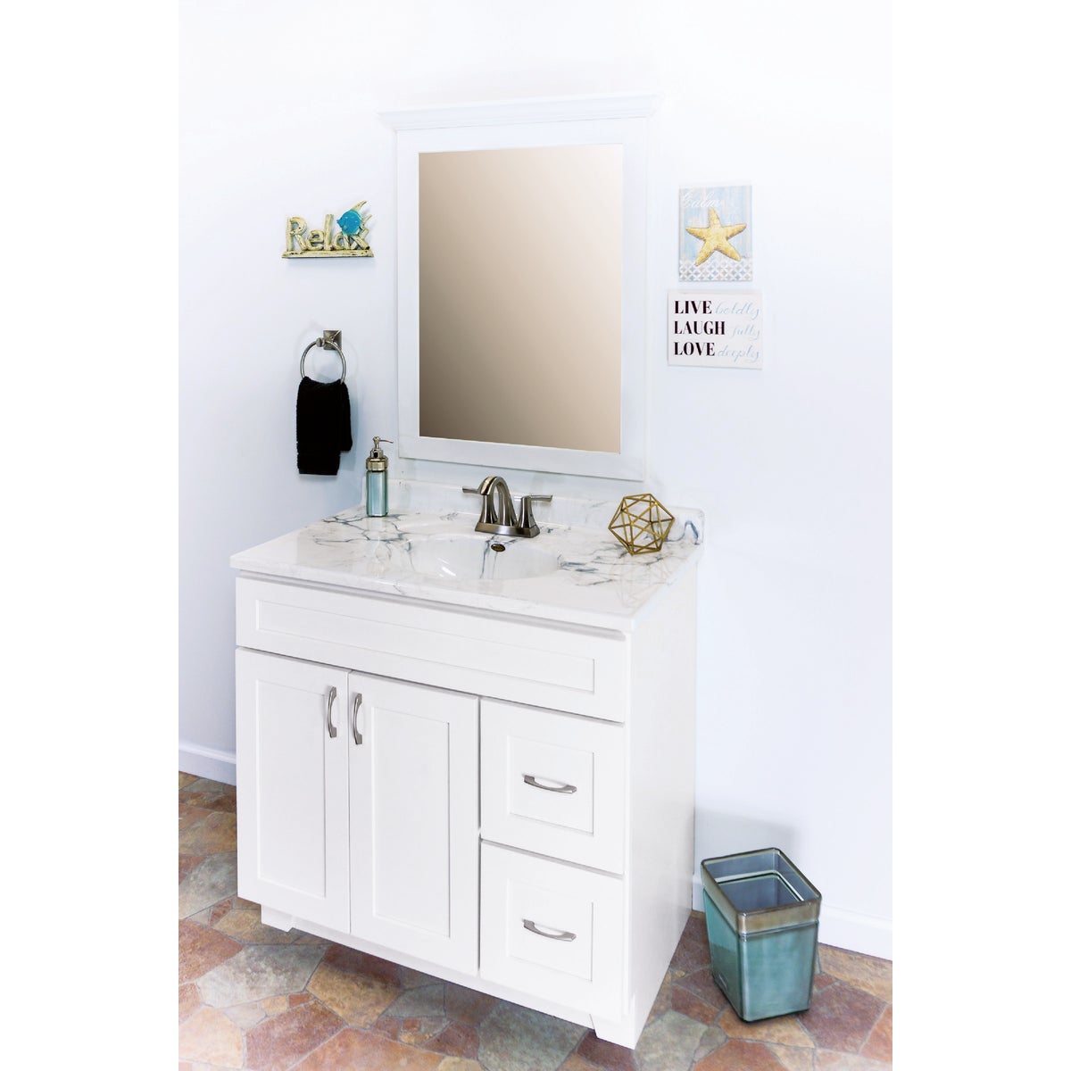 CraftMark Shaker Retreat White 36 In. W x 34 In. H x 21 In. D Vanity Base without Top, 2 Door/2 Drawer Image 3