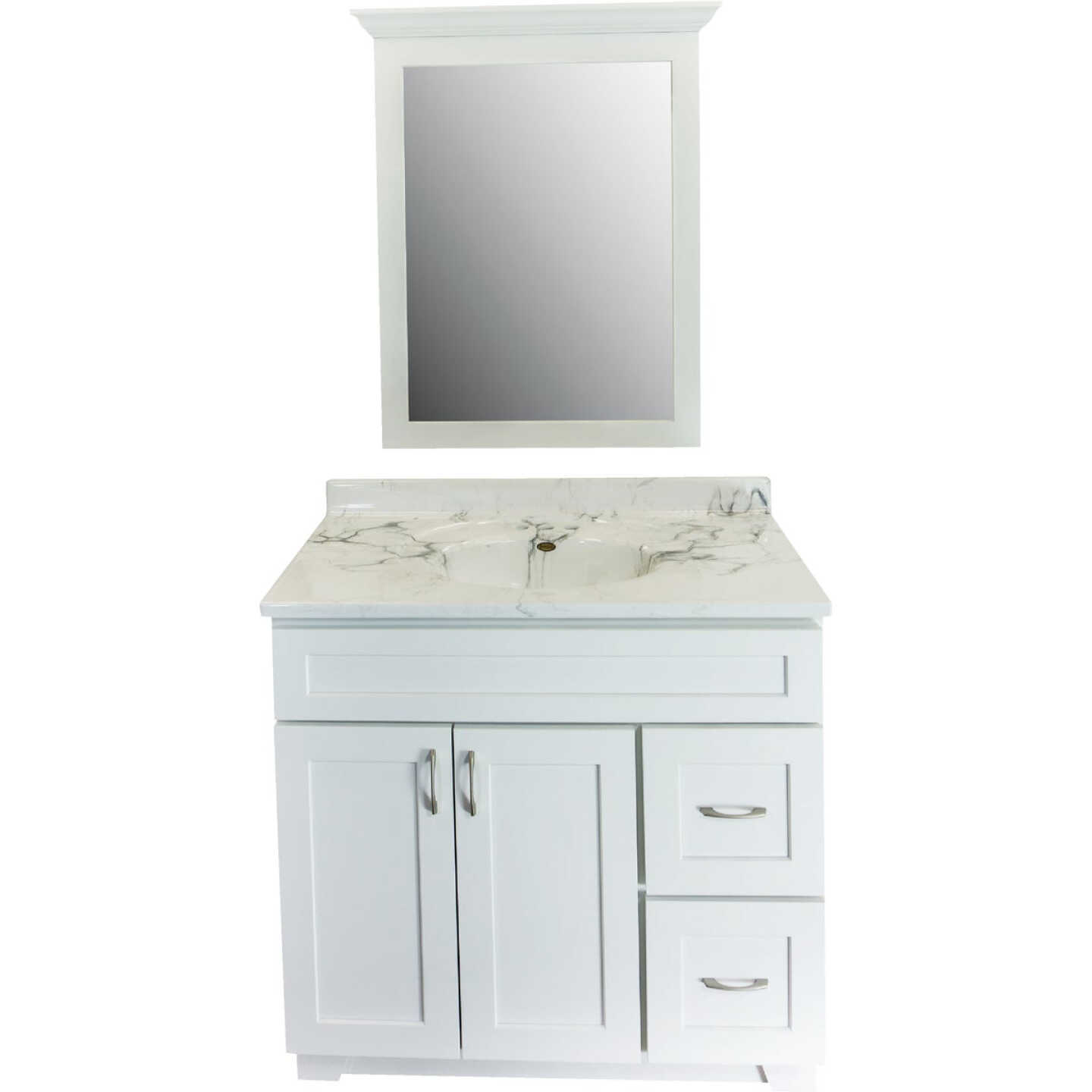 CraftMark Shaker Retreat White 36 In. W x 34 In. H x 21 In. D Vanity Base without Top, 2 Door/2 Drawer Image 4