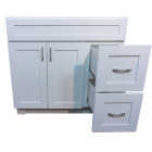 CraftMark Shaker Retreat White 36 In. W x 34 In. H x 21 In. D Vanity Base without Top, 2 Door/2 Drawer Image 8