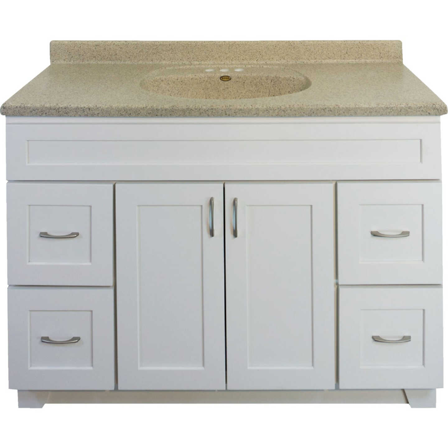 CraftMark Shaker Retreat White 48 In. W x 34 In. H x 21 In. D Vanity Base without Top, 2 Door/4 Drawer Image 1