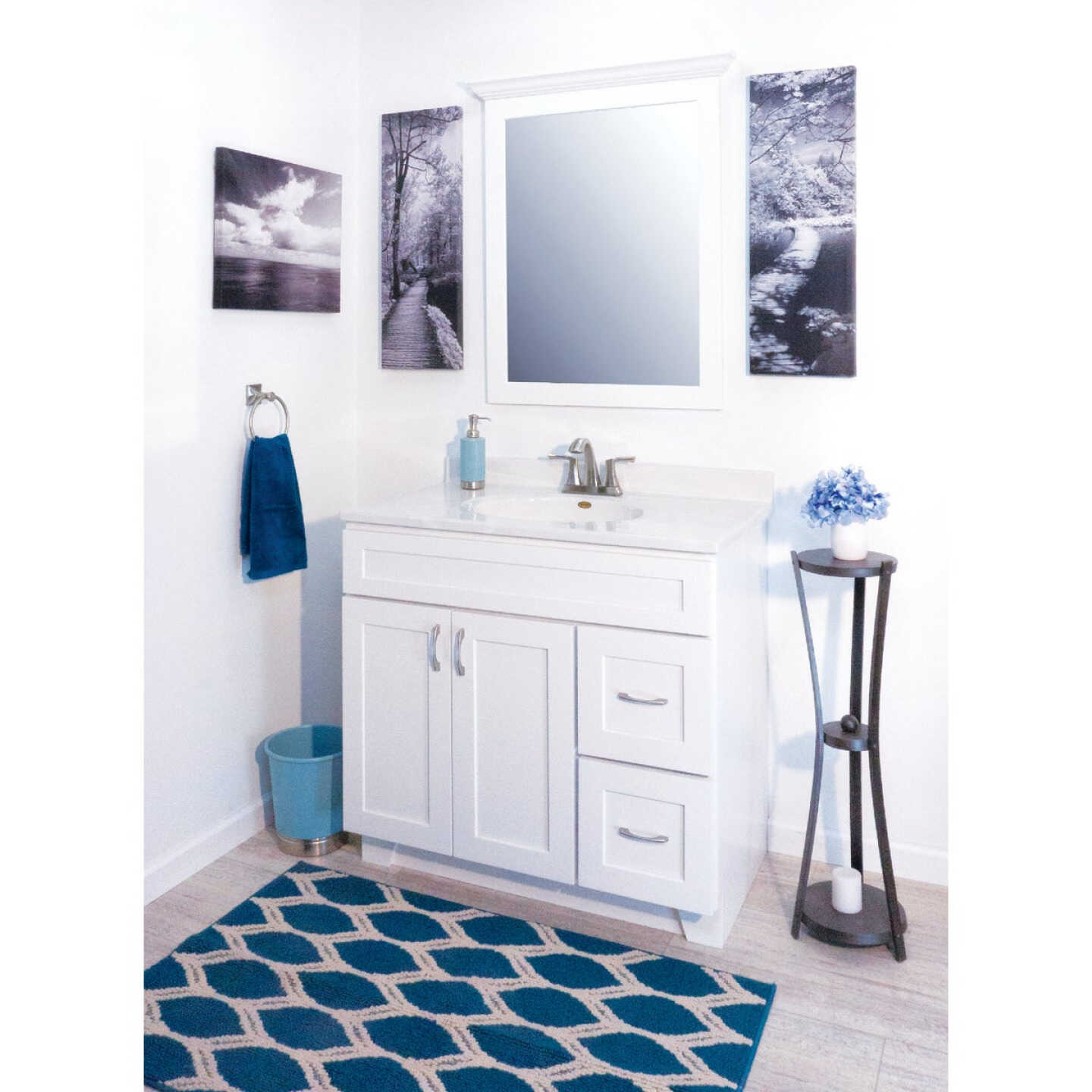 CraftMark Shaker Retreat White 48 In. W x 34 In. H x 21 In. D Vanity Base without Top, 2 Door/4 Drawer Image 4