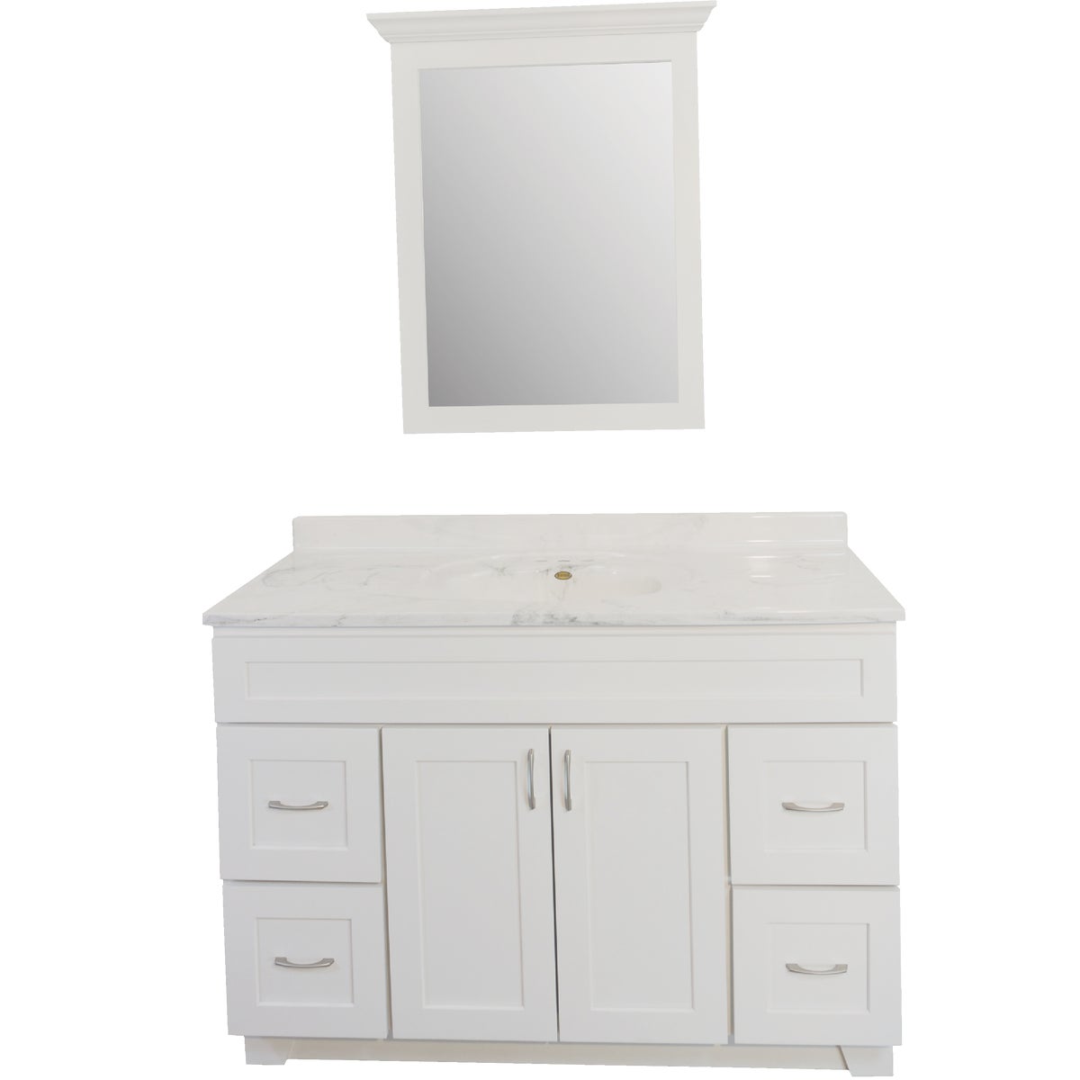 CraftMark Shaker Retreat White 48 In. W x 34 In. H x 21 In. D Vanity Base without Top, 2 Door/4 Drawer Image 6