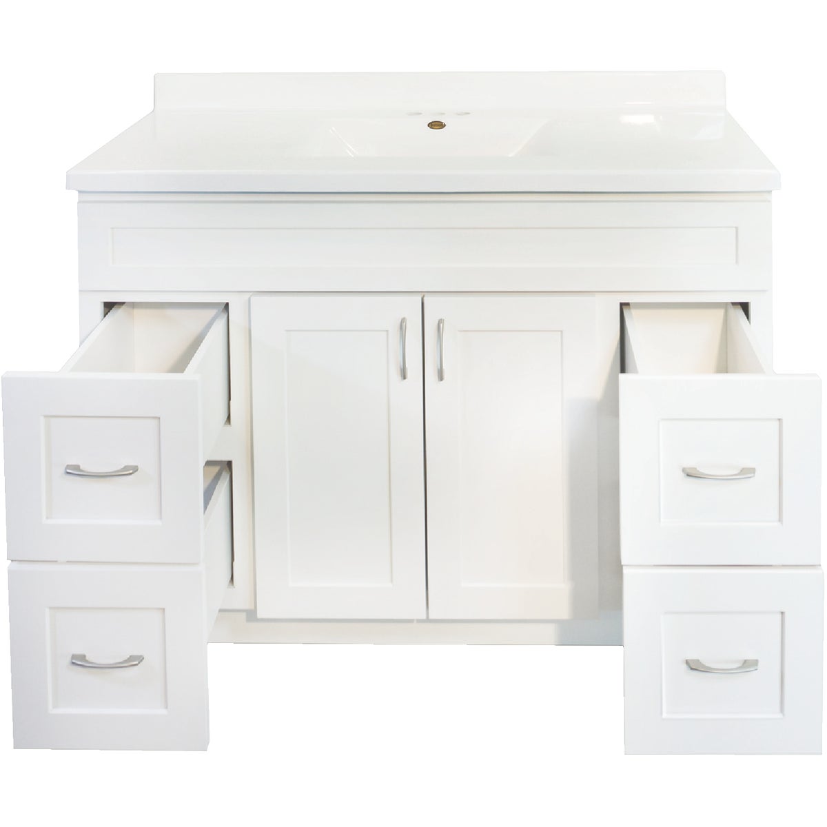CraftMark Shaker Retreat White 48 In. W x 34 In. H x 21 In. D Vanity Base without Top, 2 Door/4 Drawer Image 7
