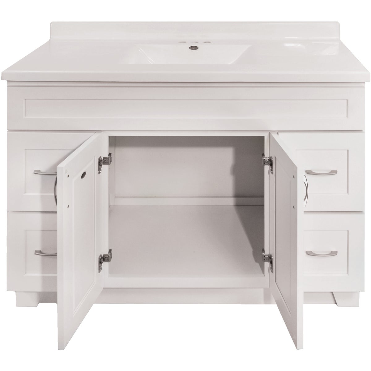 CraftMark Shaker Retreat White 48 In. W x 34 In. H x 21 In. D Vanity Base without Top, 2 Door/4 Drawer Image 10