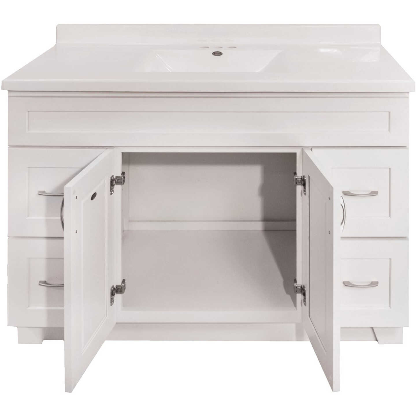 CraftMark Shaker Retreat White 48 In. W x 34 In. H x 21 In. D Vanity Base without Top, 2 Door/4 Drawer Image 10