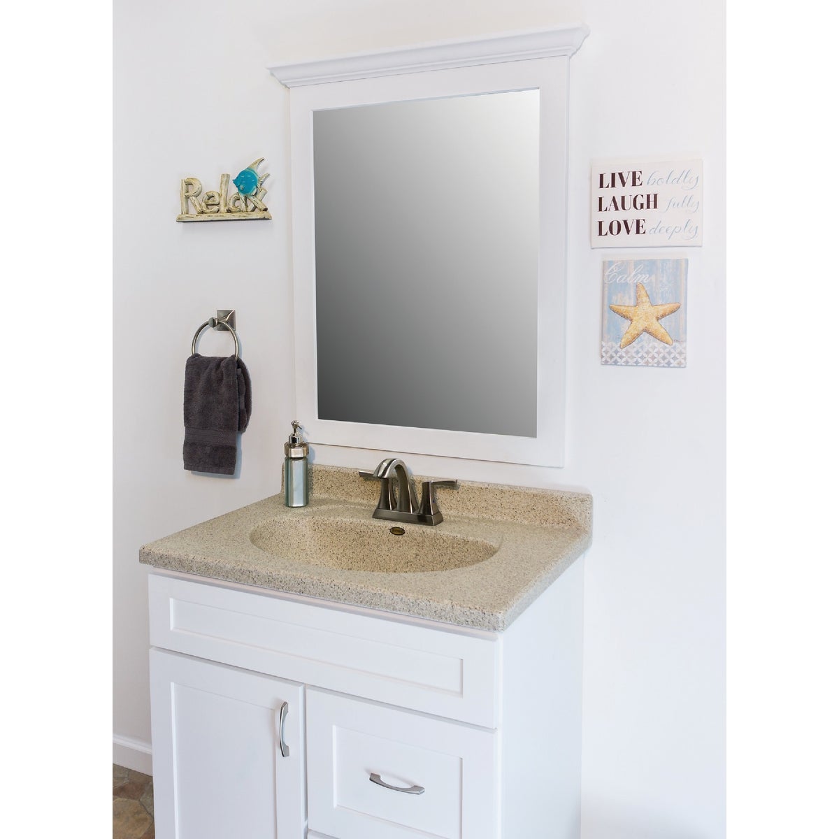 CraftMark Shaker Retreat White 30 In. W x 36 In. H Vanity Mirror Image 4