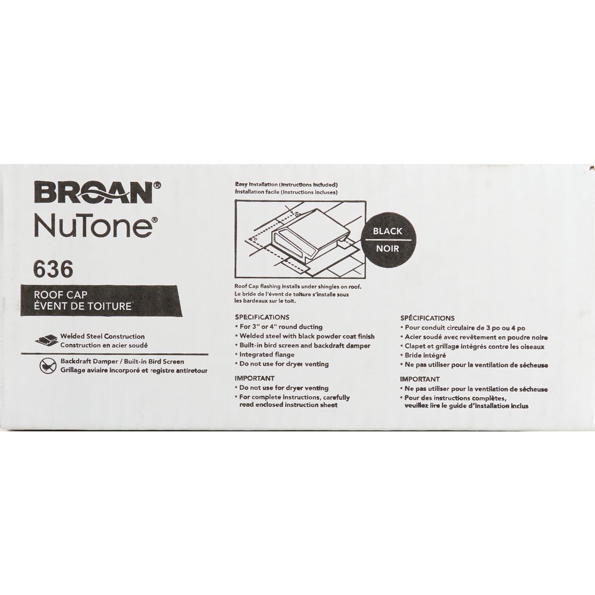 Broan-Nutone 3 In. or 4 In. Black Steel Roof Vent Cap Image 3