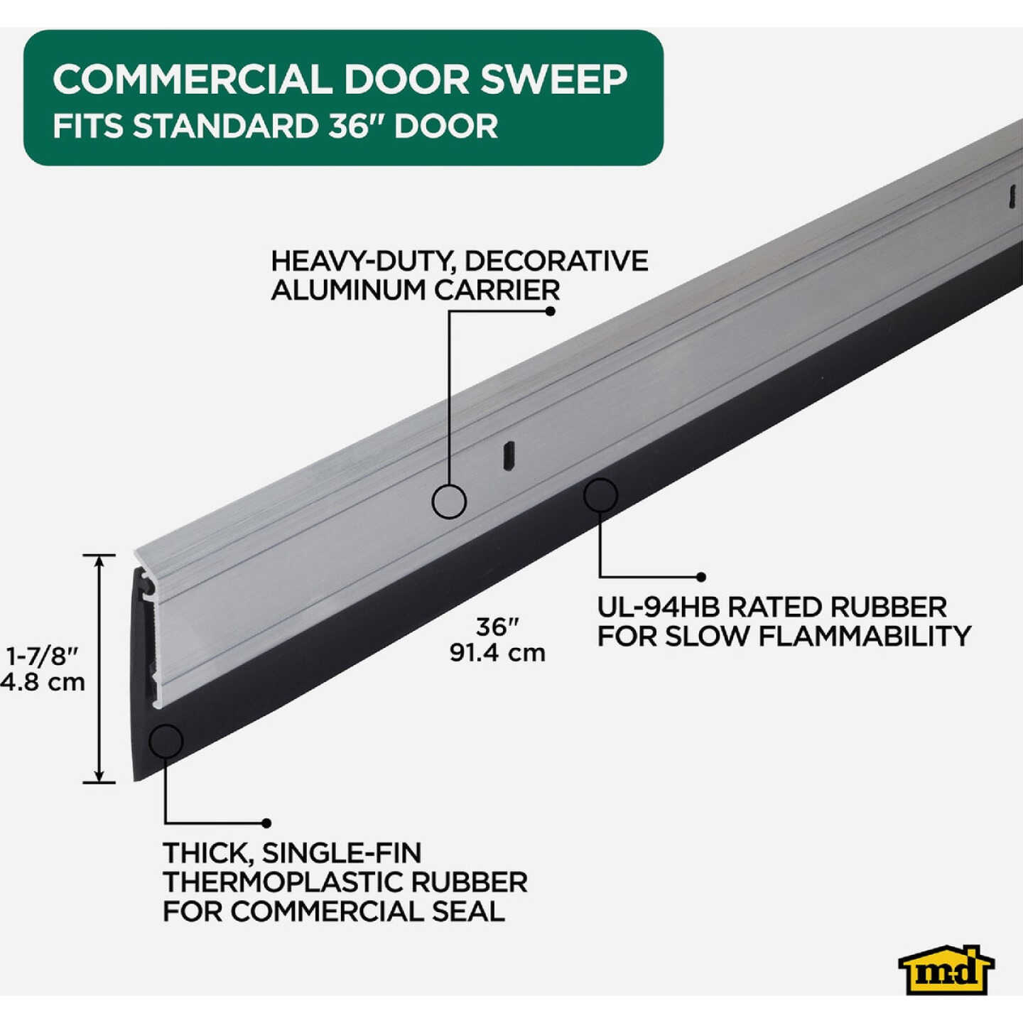 M-D Building Products Ultra 0.25 In. 36 In. Silver Door Sweep Image 2