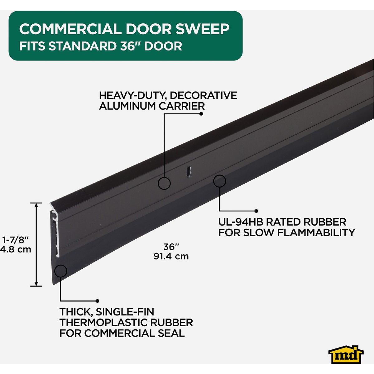 M-D Building Products Ultra 0.25 In. 36 In. Bronze Door Sweep Image 2