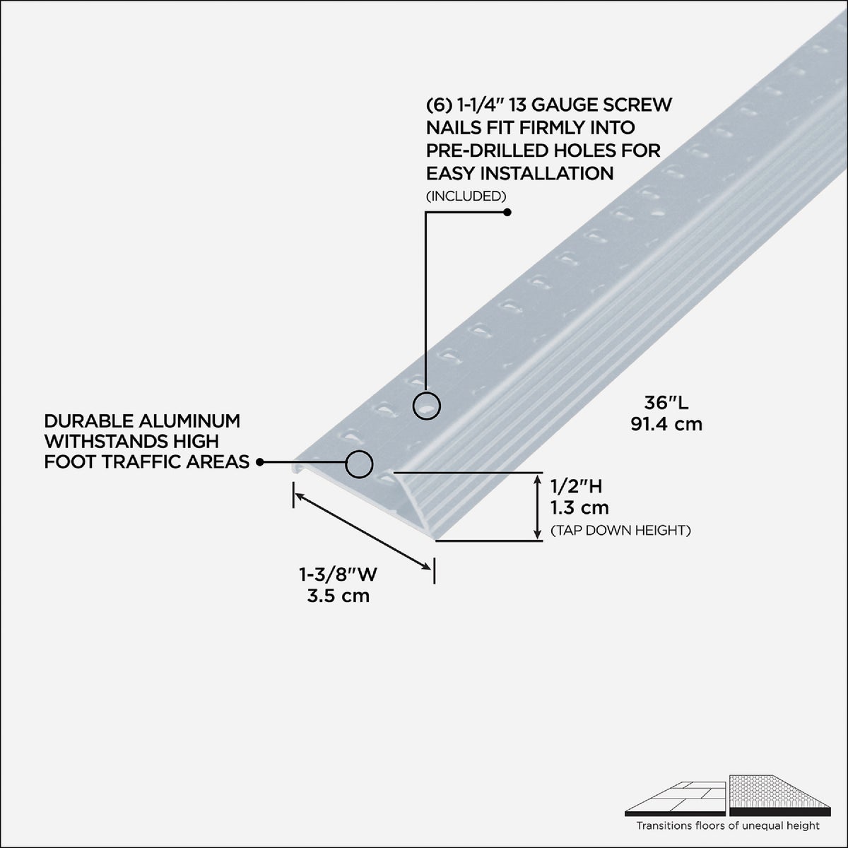 M-D Building Products Silver 1-3/8 In. x 3 Ft. Aluminum Carpet Gripper Image 2