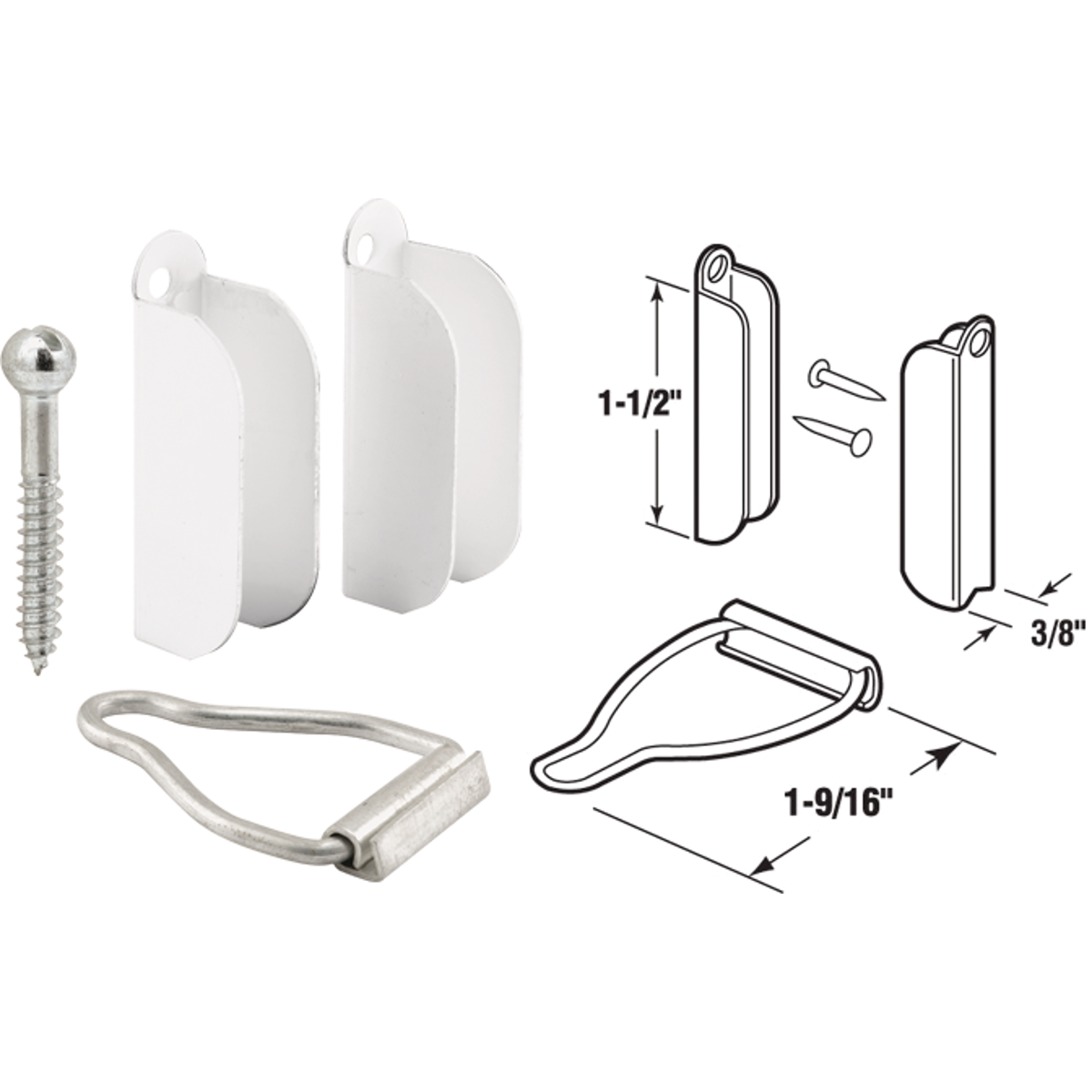 Prime-Line 3/8 In. White Hanger & Latch (2-Pack)