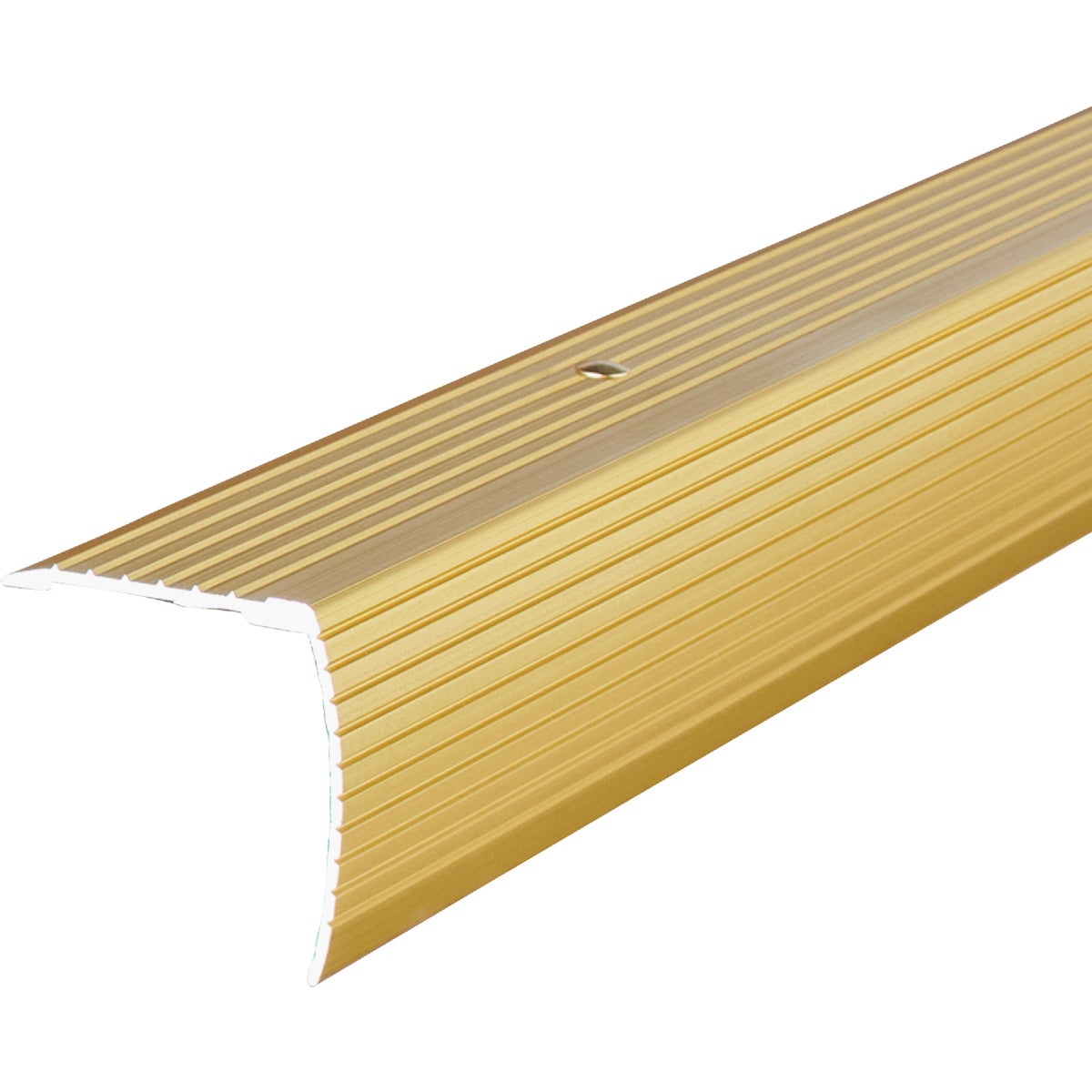 M-D Building Products 1-1/8 In. X 1-1/8 In. X 72 In. Satin Brass Aluminum Stair Edging w/ Screw Nails Image 5