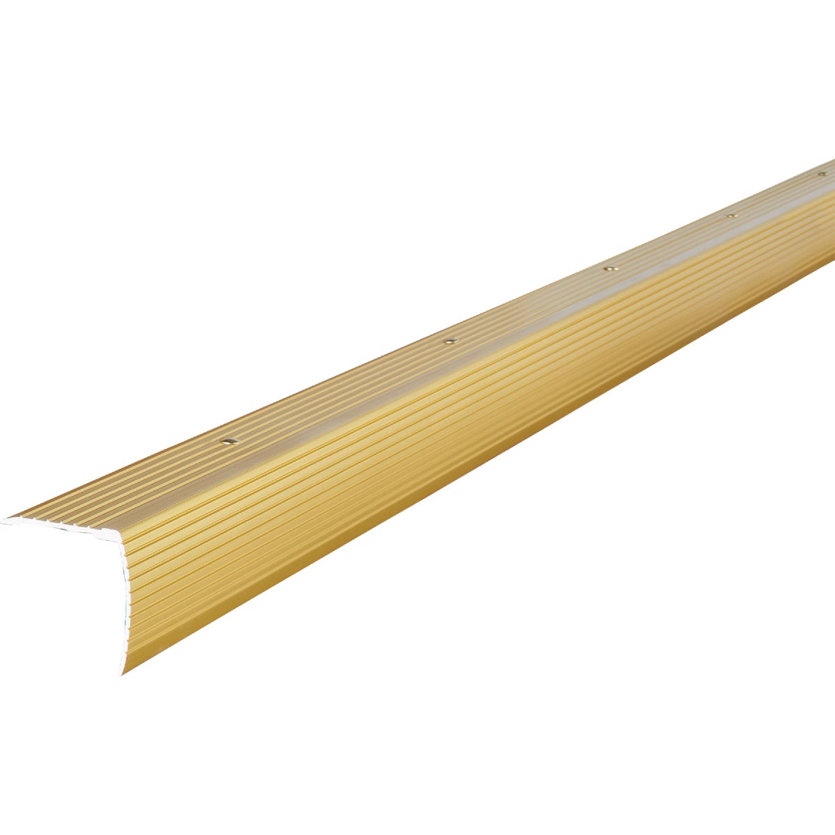 M-D Building Products 1-1/8 In. X 1-1/8 In. X 72 In. Satin Brass Aluminum Stair Edging w/ Screw Nails Image 4