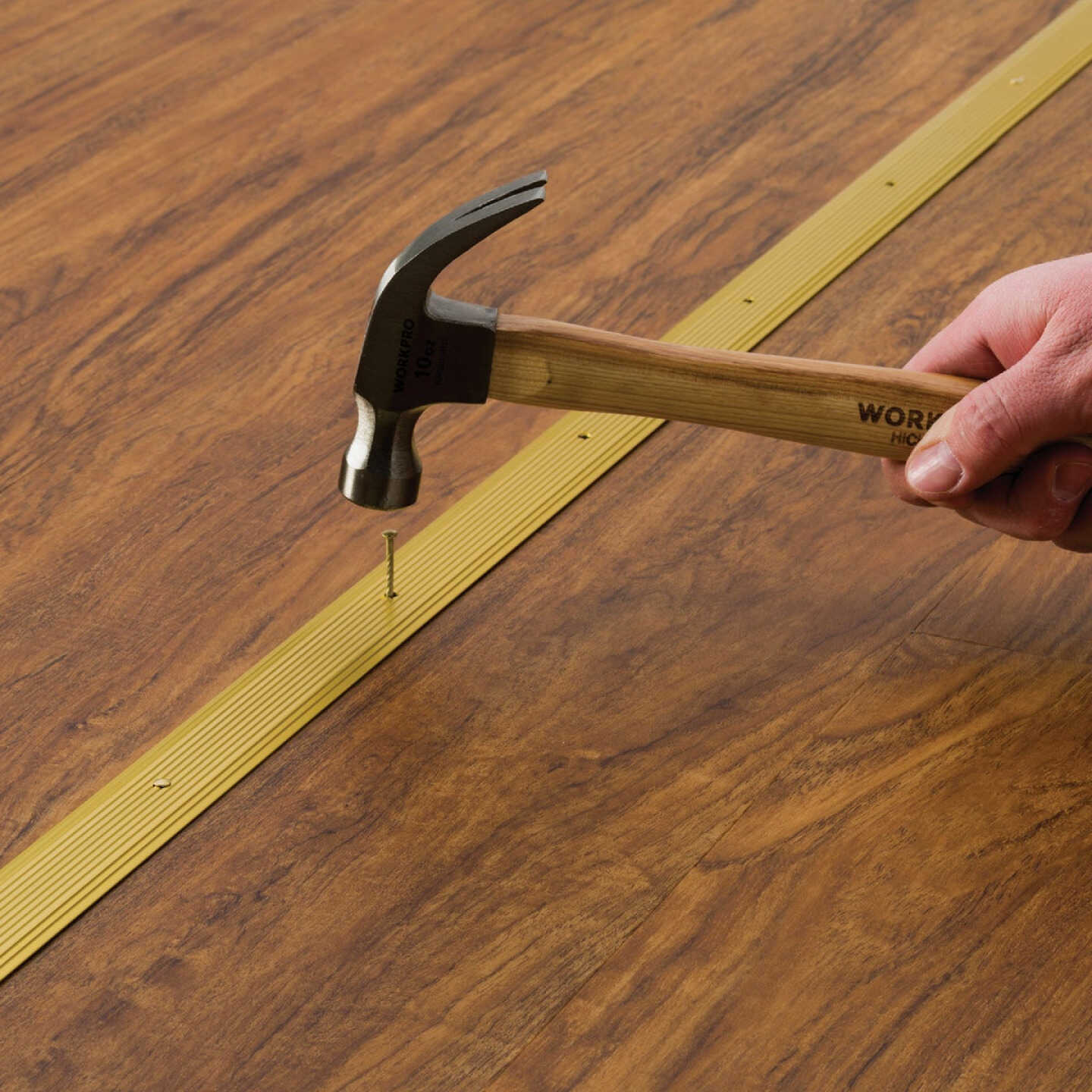 M-D Building Products 1-1/4 In. x 36 In. Satin Brass Aluminum Seam Binder with Screw Nails Image 5