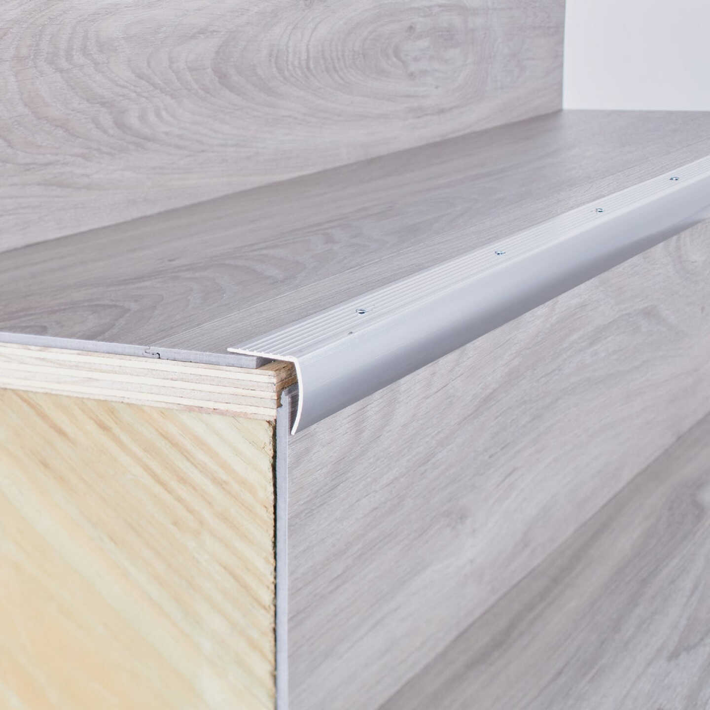 M-D Building Products 1-1/8 In. X 1-1/8 In. X 36 In. Polished Aluminum Stair Edging w/ Screw Nails Image 4