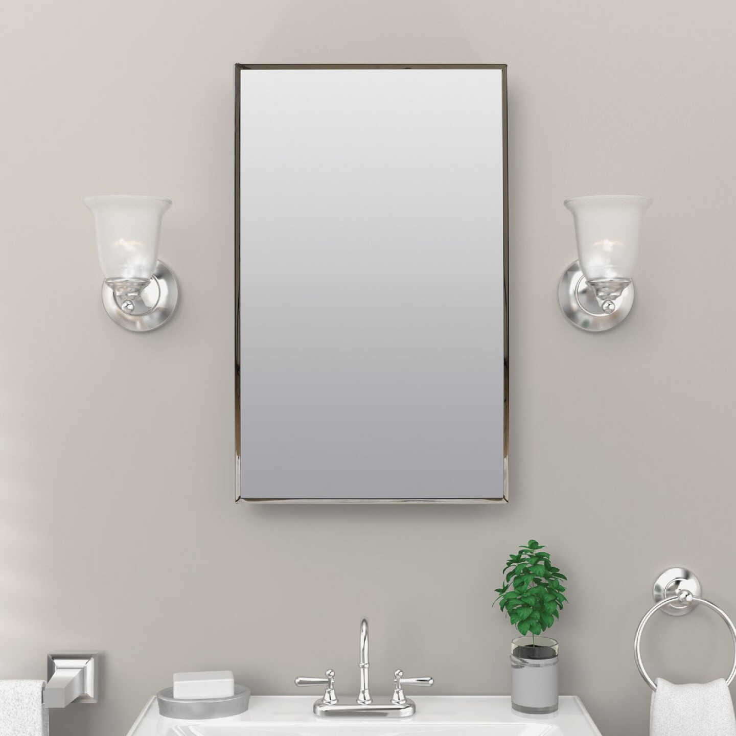 Zenith Stainless Steel 16.13 in W x 26.13 in H x 4.5 in D Single Mirror Surface/Recess Mount Medicine Cabinet Image 3