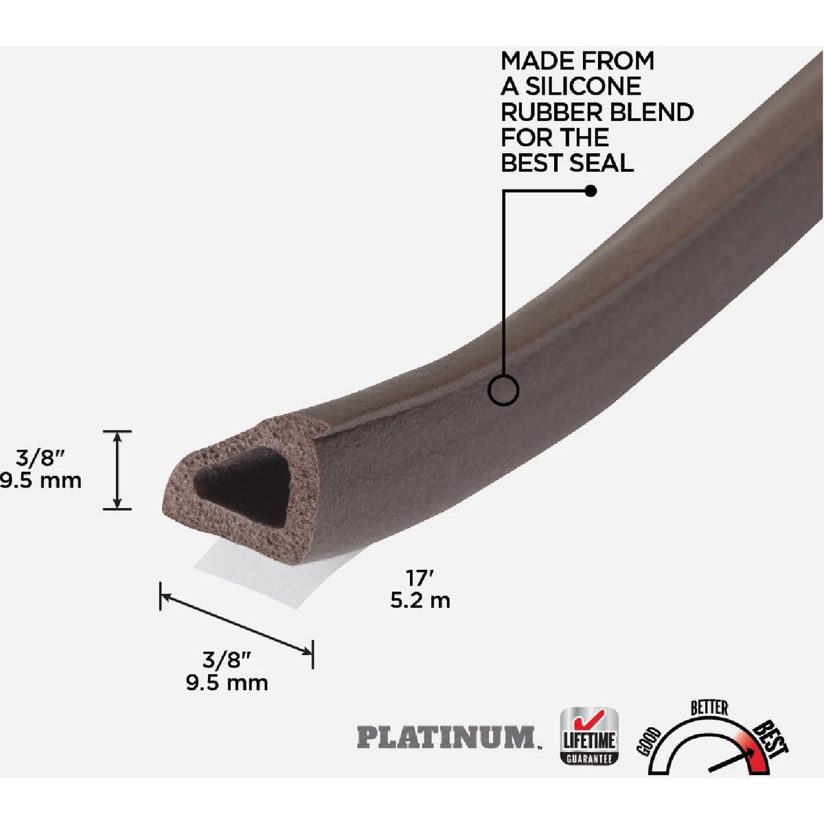 M-D Building Products 3/8 In. x 3/8 In. x 17 Ft. Brown Premium Silicone Rubber PLATINUM Window Seal for Ex-Large Gaps Image 2