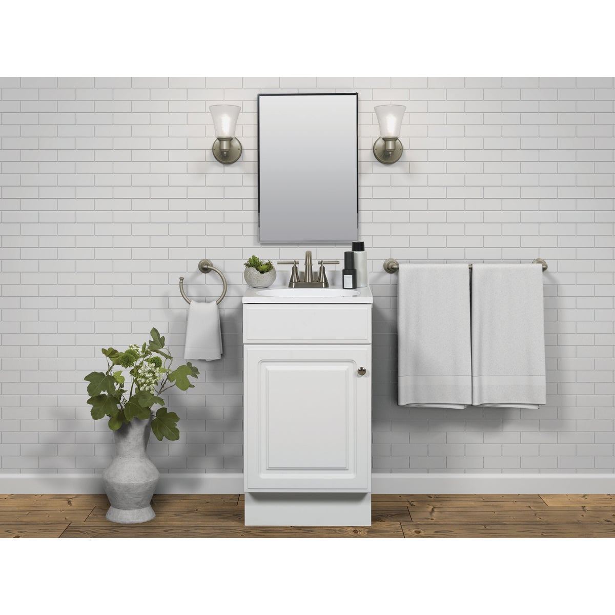 Zenith Zenna Home White 18 In. W x 35 In. H x 16 In. D Vanity with White Cultured Marble Top Image 2