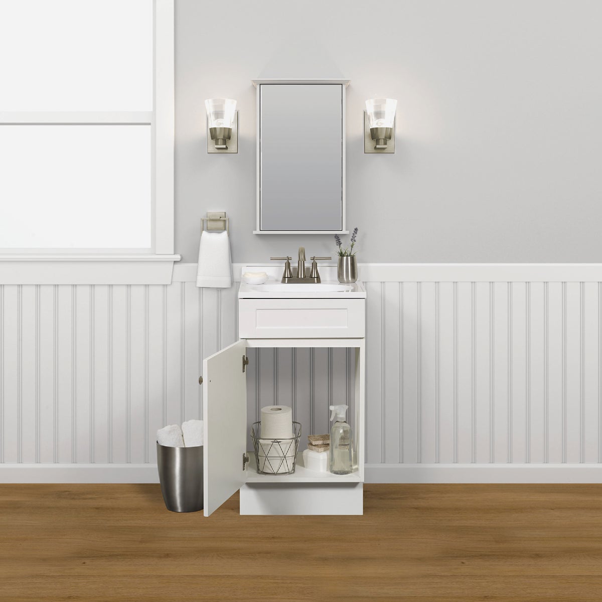 Zenith Zenna Home White 18 In. W x 35 In. H x 16 In. D Vanity with White Cultured Marble Top Image 4