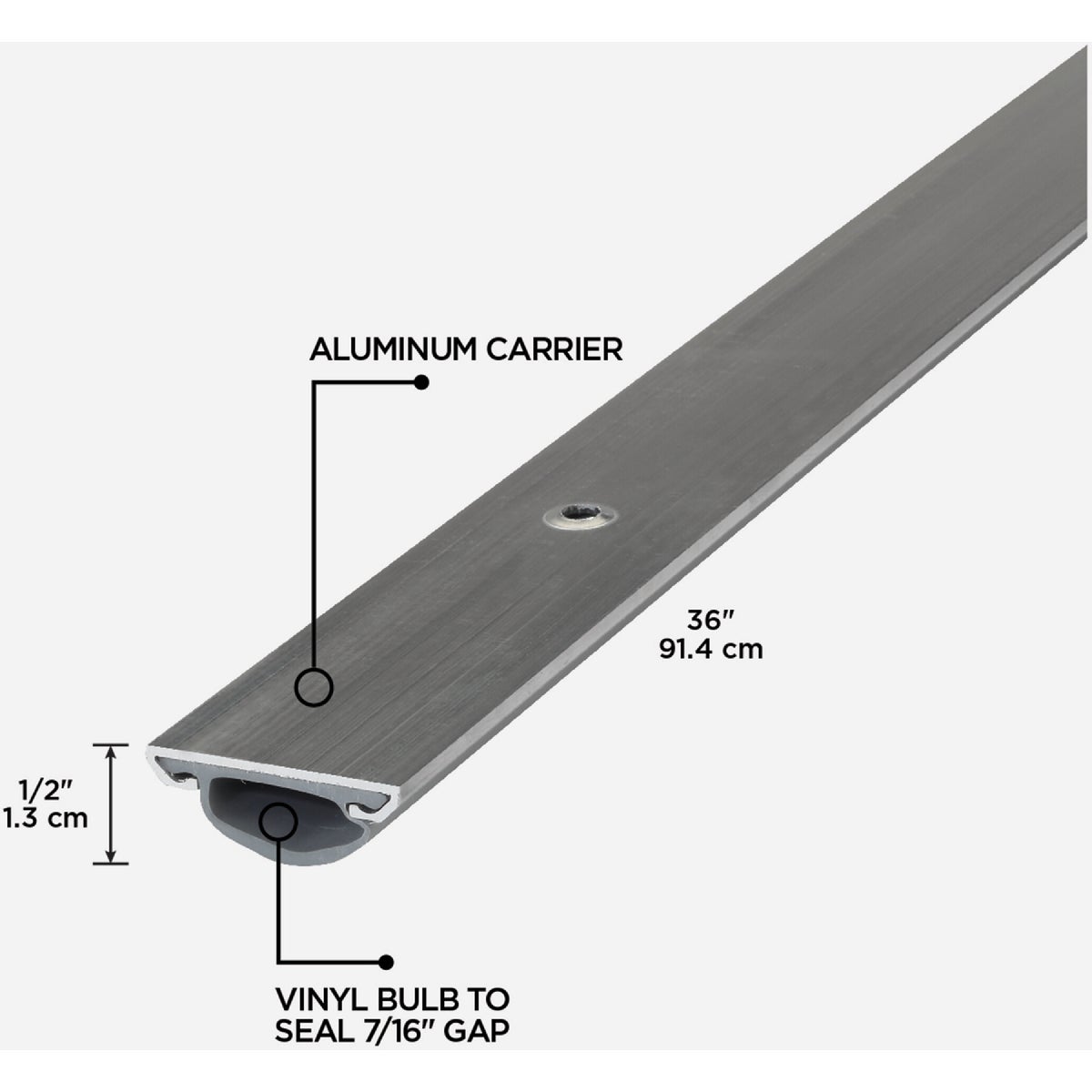 M-D Building Products 1.25 In. W. x 0.5 In. H. x 36 In. L. Aluminum Silver Door Bottom Image 2