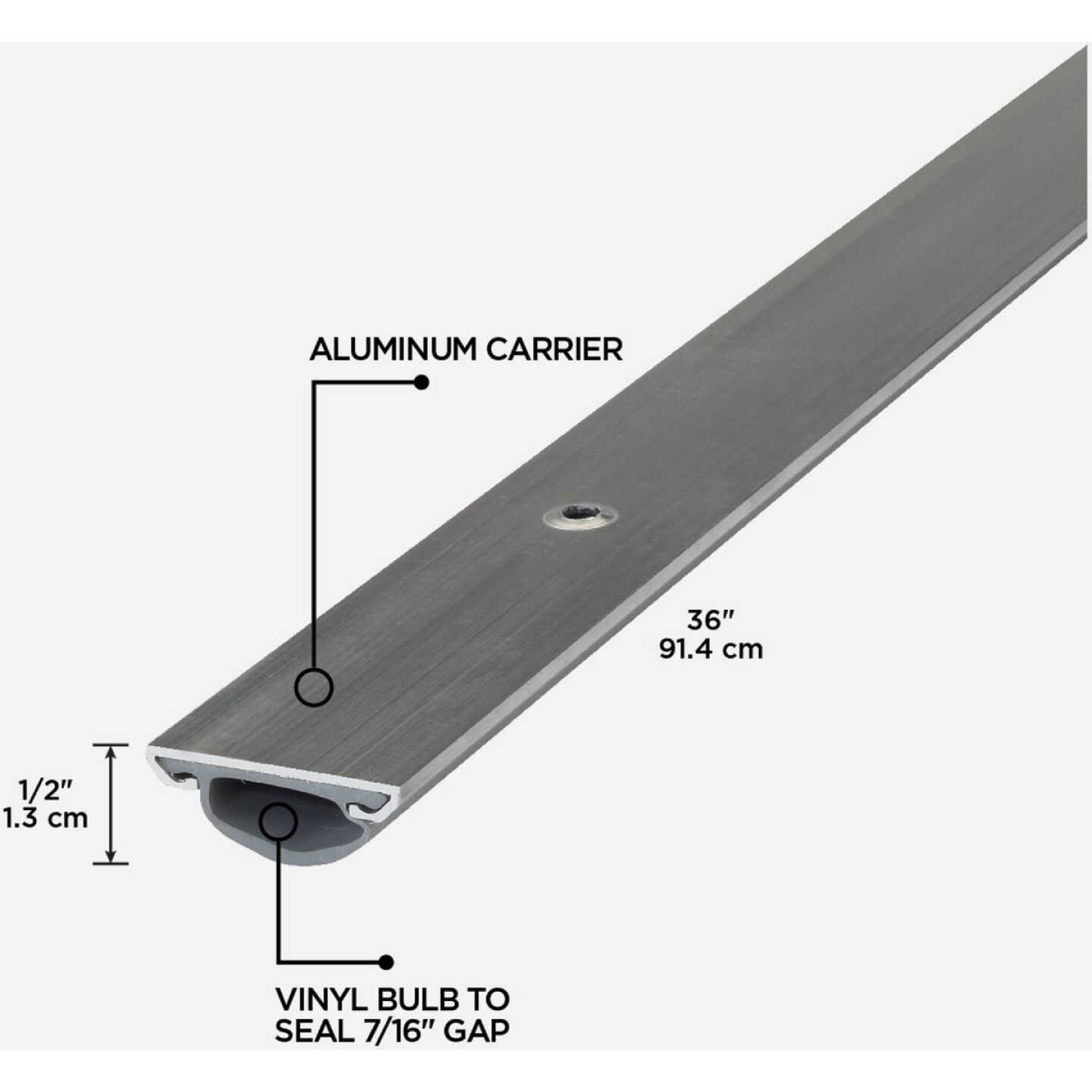 M-D Building Products 1.25 In. W. x 0.5 In. H. x 36 In. L. Aluminum Silver Door Bottom Image 2
