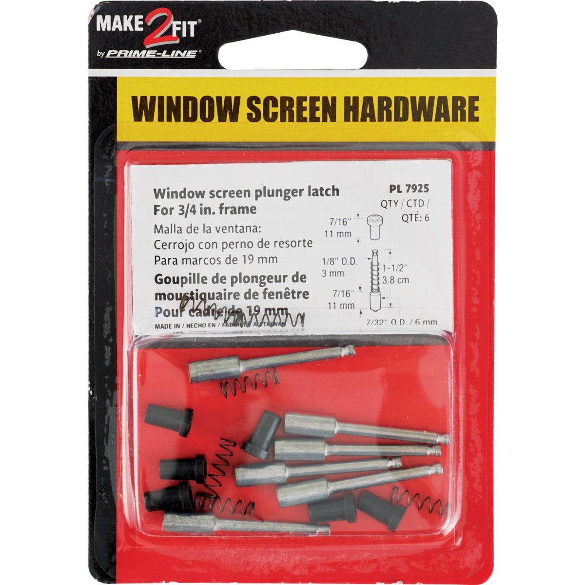 Prime-Line Silver Die-Cast Window Screen Repair Plunger Latch (6-Pack) Image 2
