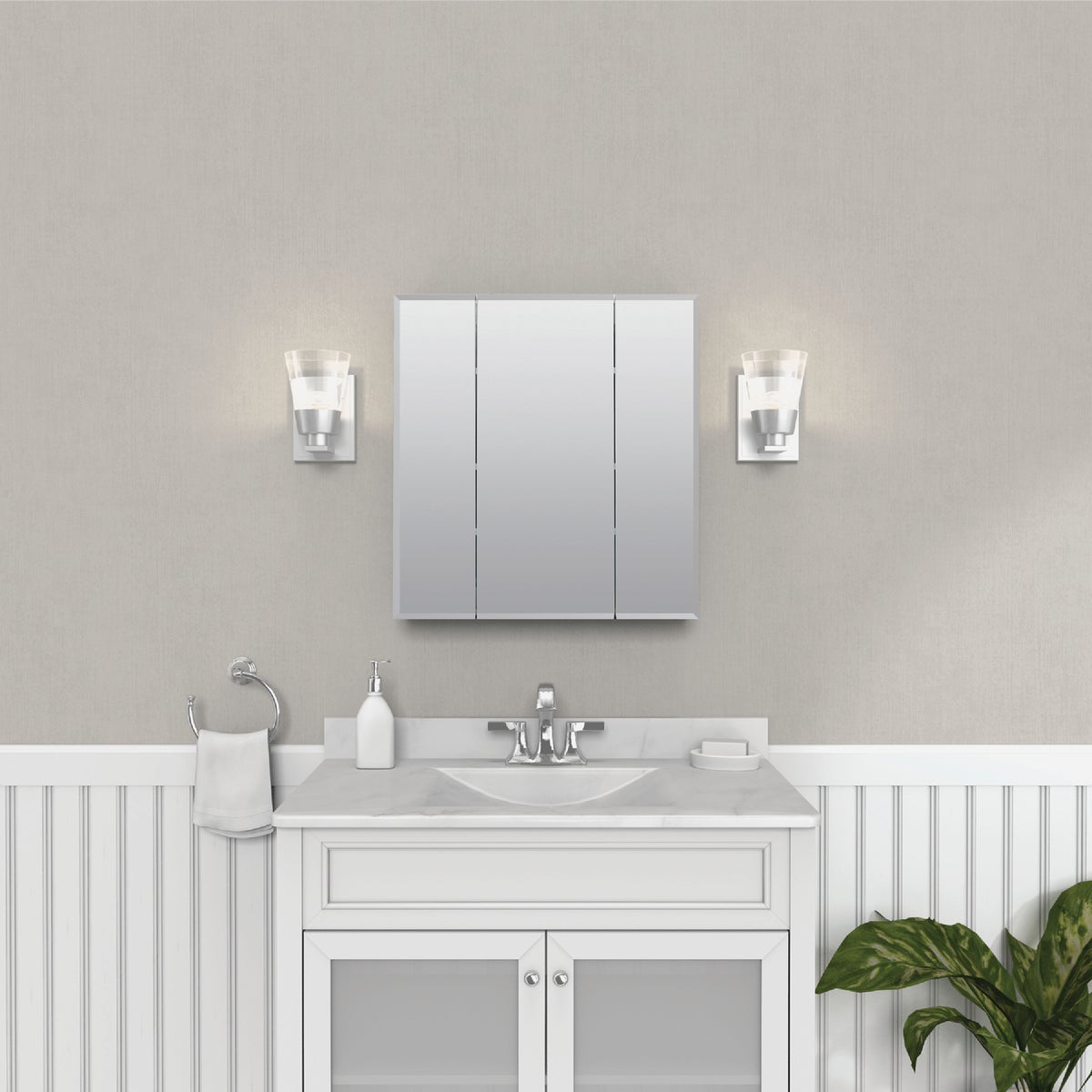 Zenith Frameless Beveled 23-5/8 In. W x 25-1/2 In. H x 4-1/2 In. D Tri-View Surface Mount Medicine Cabinet Image 2