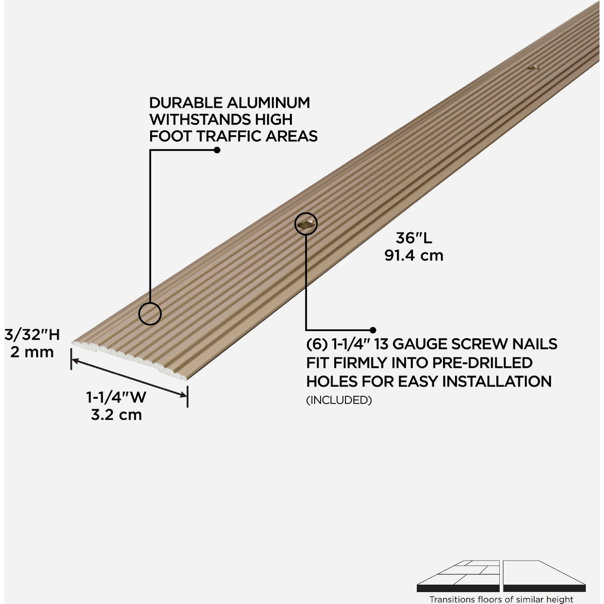 M-D Building Products 1-1/4 In. x 36 In. Pewter Aluminum Seam Binder with Screw Nails Image 2