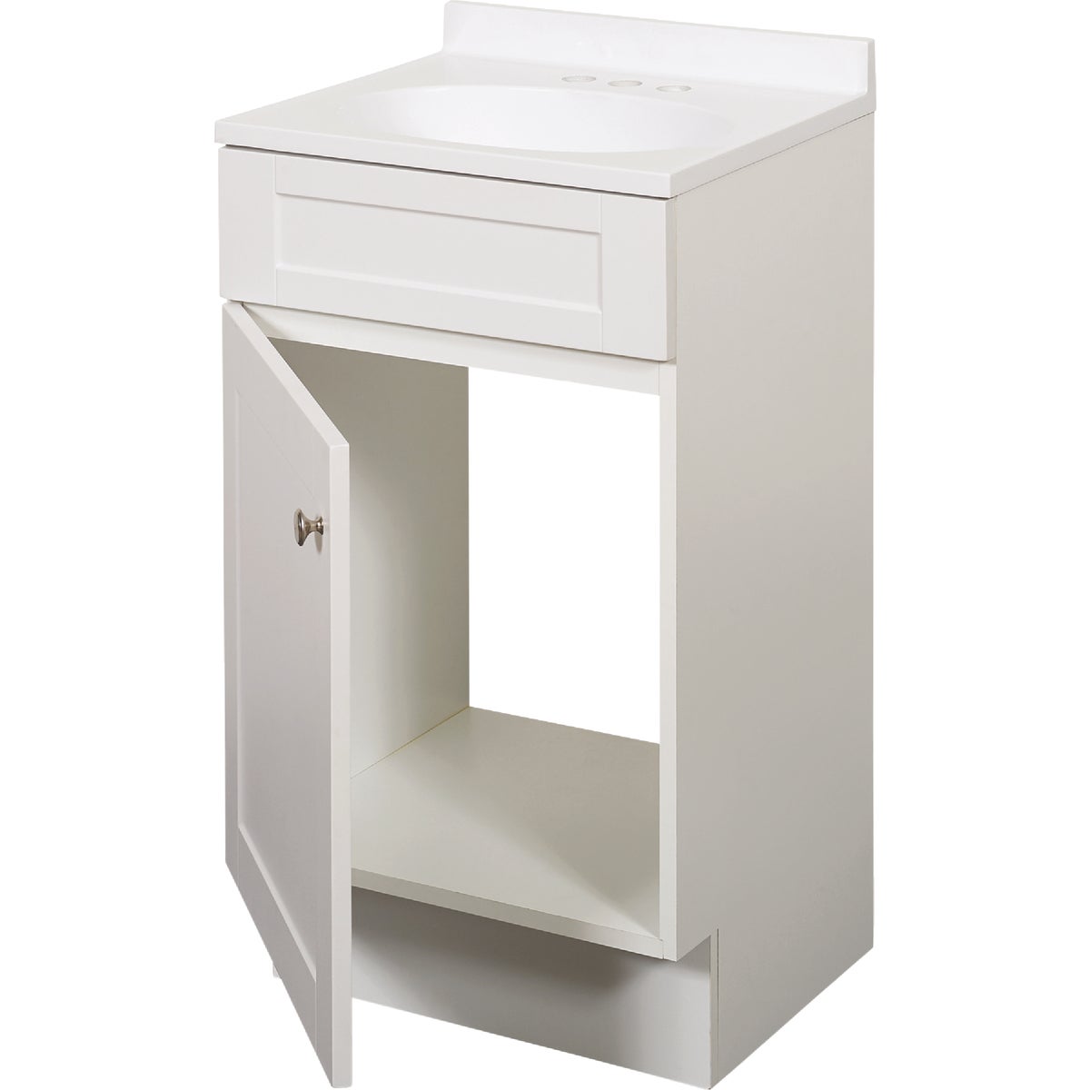 Zenith Zenna Home White 18 In. W x 35 In. H x 16 In. D Shaker Vanity with White Cultured Marble Top Image 3
