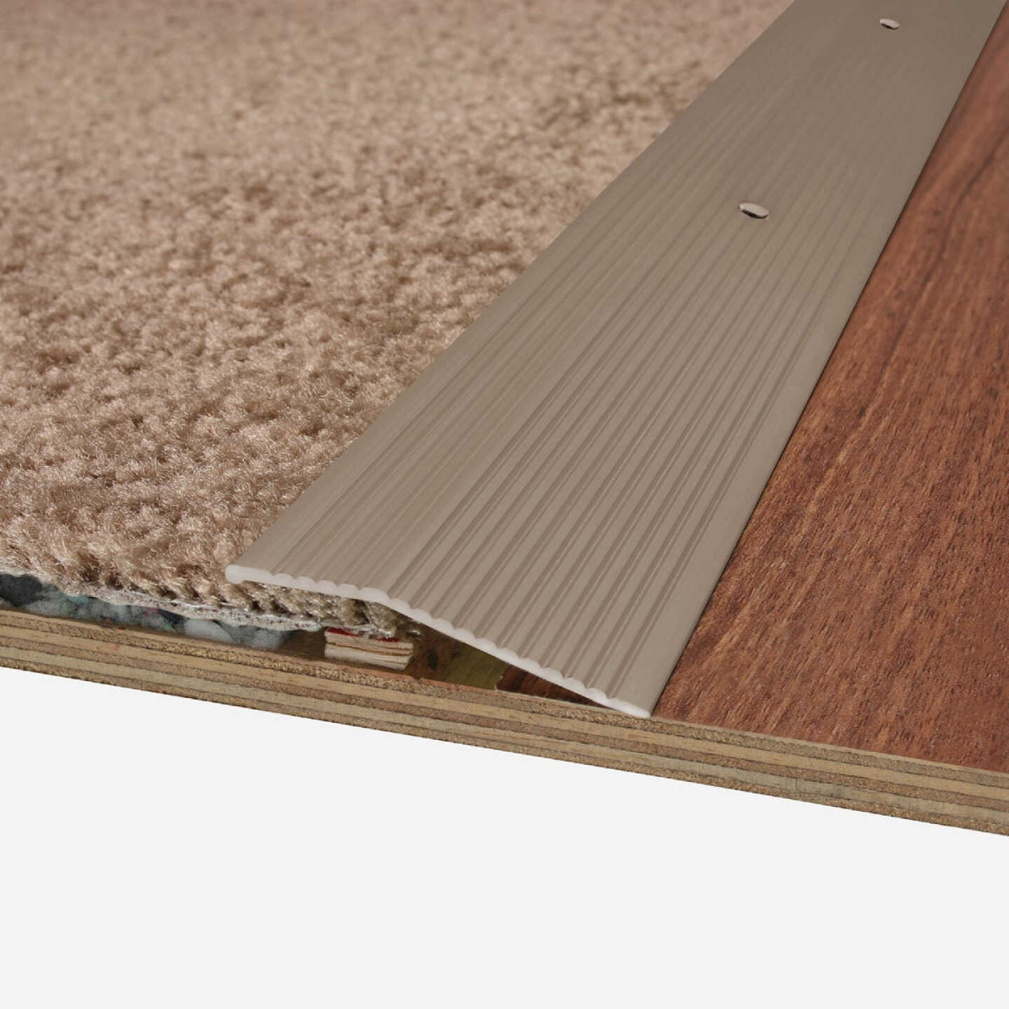 M-D Building Products 2 In. X 36 In. Pewter Aluminum Carpet Trim with Screw Nails Image 3