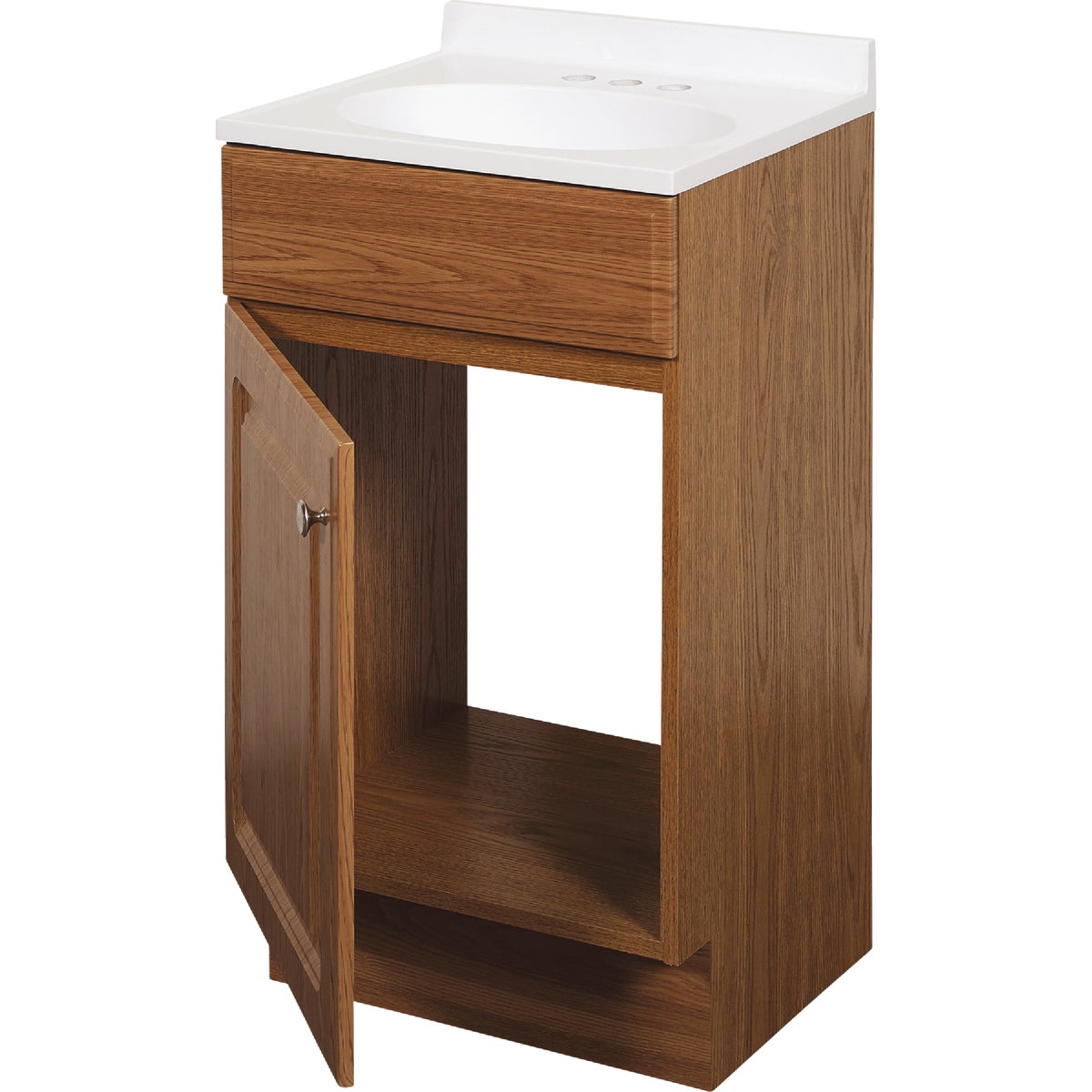 Zenith Zenna Home Oak 18 In. W x 35 In. H x 16 In. D Vanity with White Cultured Marble Top Image 4