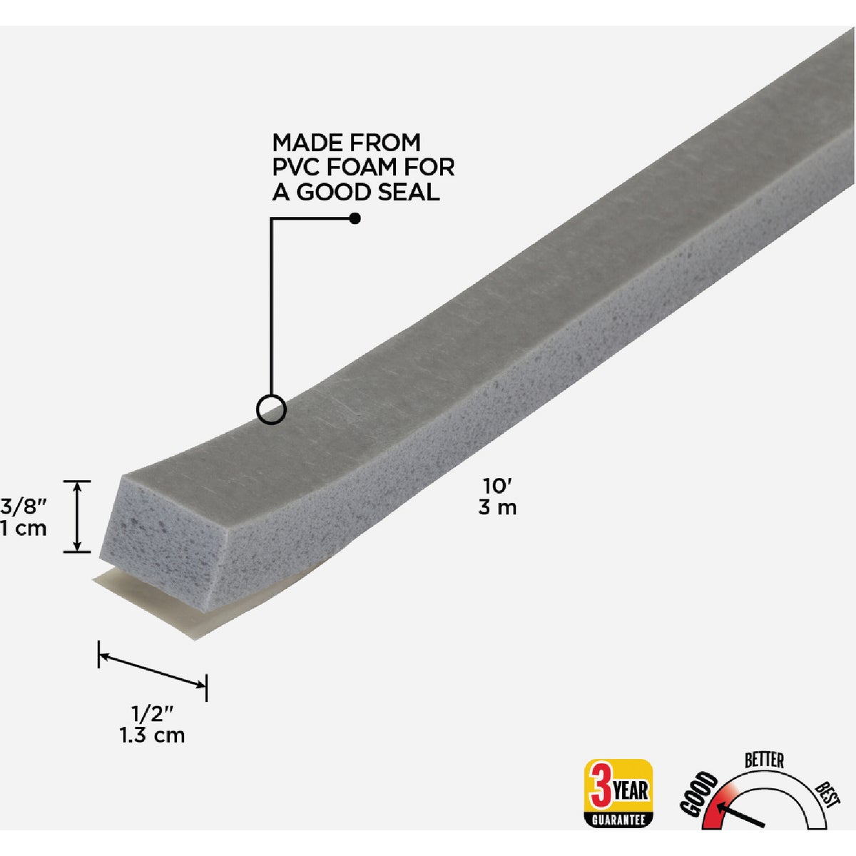 M-D Building Products 1/2 In. W x 3/8 In. H x 10 Ft. L Gray Foam Window Seal for Large Gaps Image 2