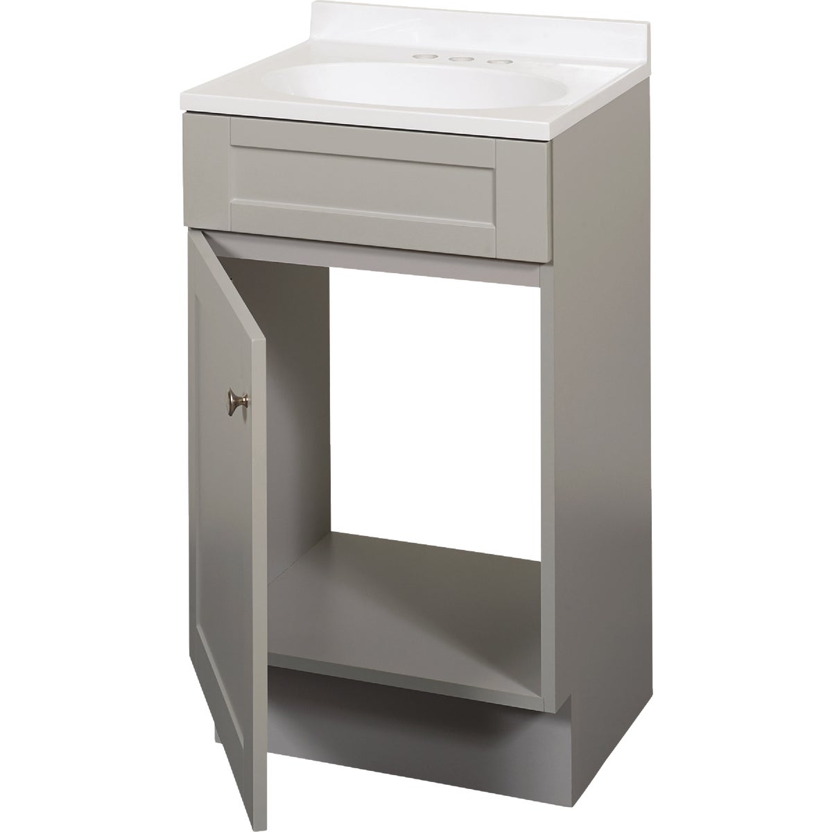 Zenith Zenna Home Cool Gray 18 In. W x 35 In. H x 16 In. D Shaker Vanity with White Cultured Marble Top Image 3