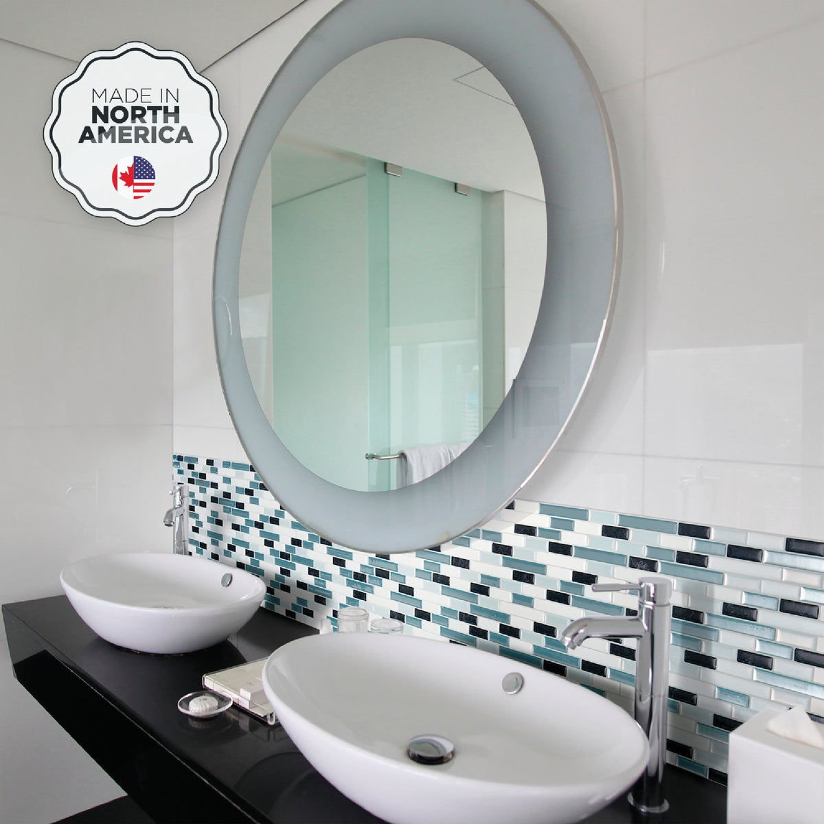 Smart Tiles Approx. 10 In. x 10 In. Glass-Like Vinyl Backsplash Peel & Stick, Muretto Brina Mosaic (4-Pack) Image 2