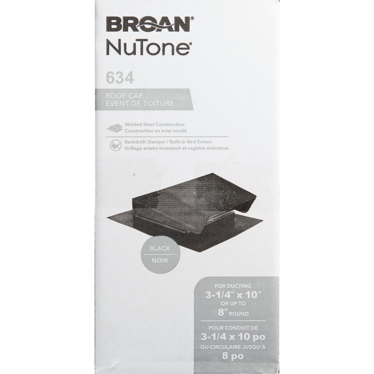 Broan-Nutone 8 In. Black Steel Back Draft Damper Roof Vent Cap Image 3