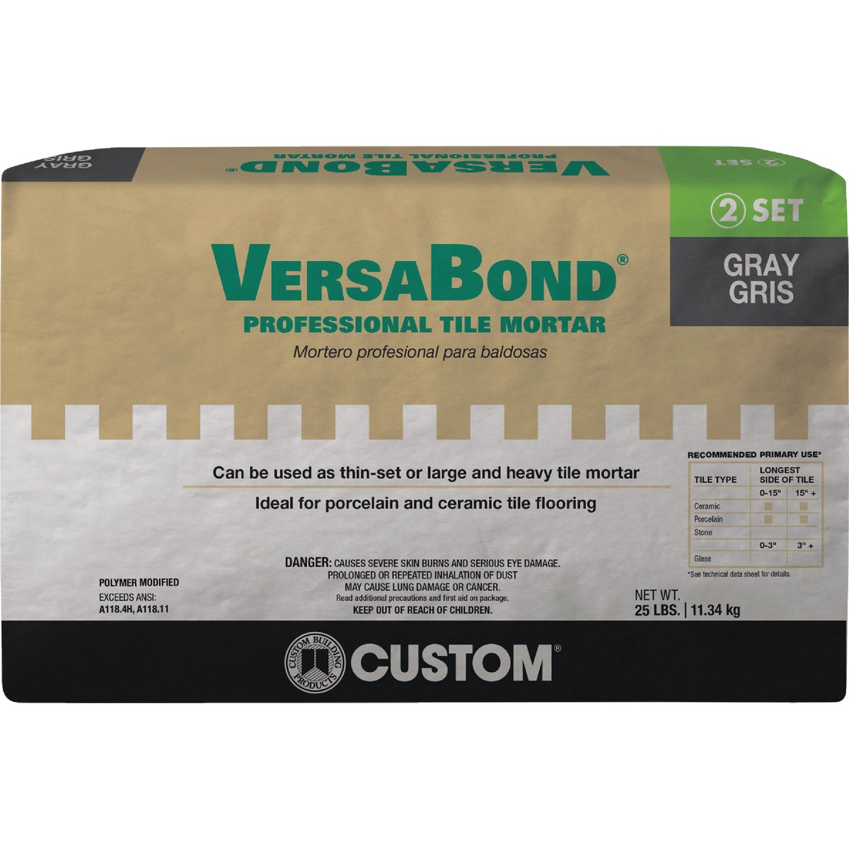 Custom Building Products VersaBond 25 Lb. Gray Fortified Thin-Set Mortar