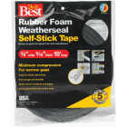 Do it Best 3/8 In. x 5/15 In. T x 10 Ft. L Black Rubber Foam Weatherstrip Tape Image 2