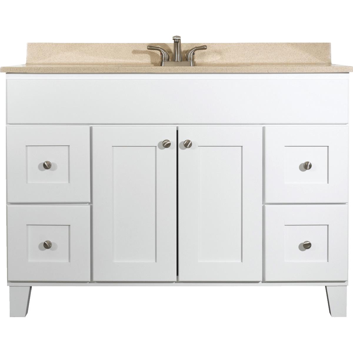 Bertch Osage White 48 In. W x 34-1/2 In. H x 21 In. D Vanity Base, 2 Door/4 Drawer